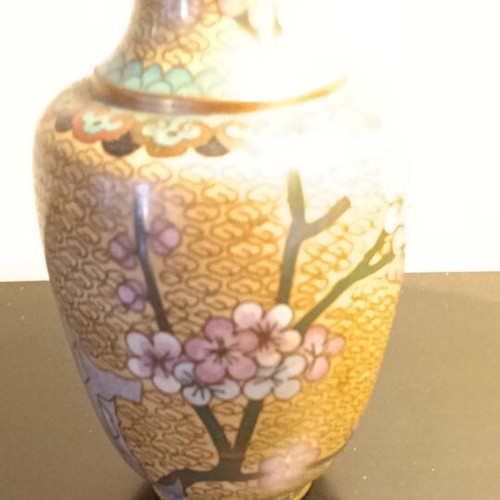 Cloisonné Vase with Cherry Blossom Design like new
