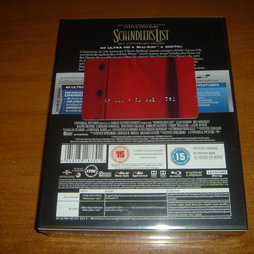 Schindler's List 25th Anniversary Edition Blu-Ray καινούργιο με ελληνικούς υπότιτλους