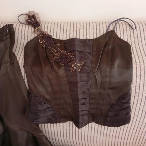 Skirt set with blouse brown, like new, size M