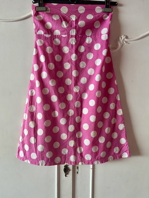 Polka Dot Dress strapless, used, white and pink
