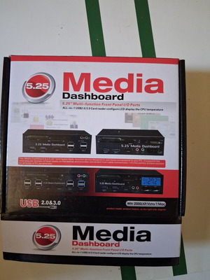 5.25" Media Dashboard new with card reader, USB 3.0, LCD, fan controller