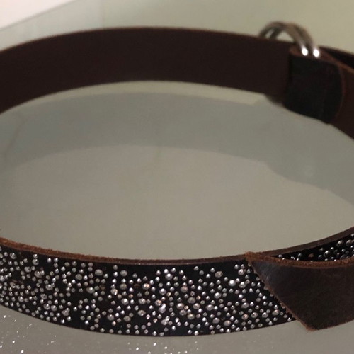 Benetton women's leather belt like new with small rhinestones 1m