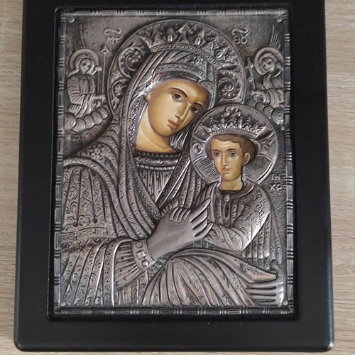 Silver Icon Panagia Anagennisis 17 x 14 cm used, silver 950