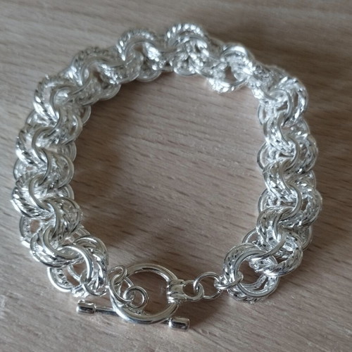Solid unisex silver bracelet, 19 cm length