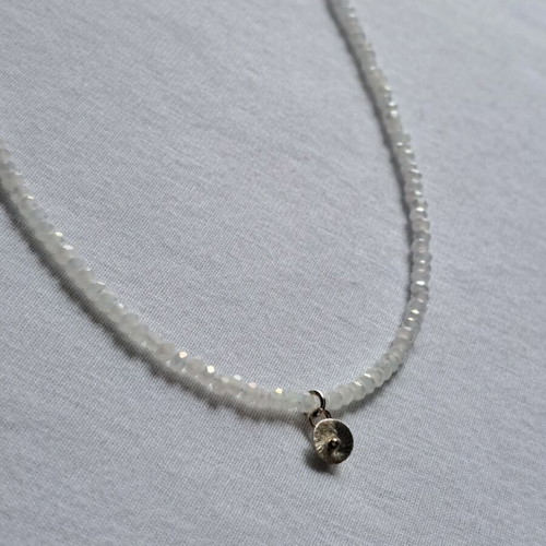 Choker with White Faceted Opalite Beads and 925 Silver Elements