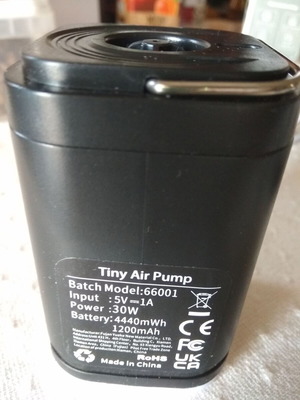 Air pressure pump rechargeable new with USB and 6 nozzles