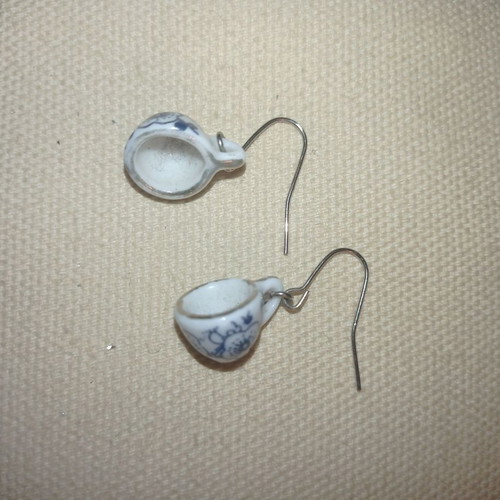 Chocolate and cup earrings handmade leather, pack of 2 pairs