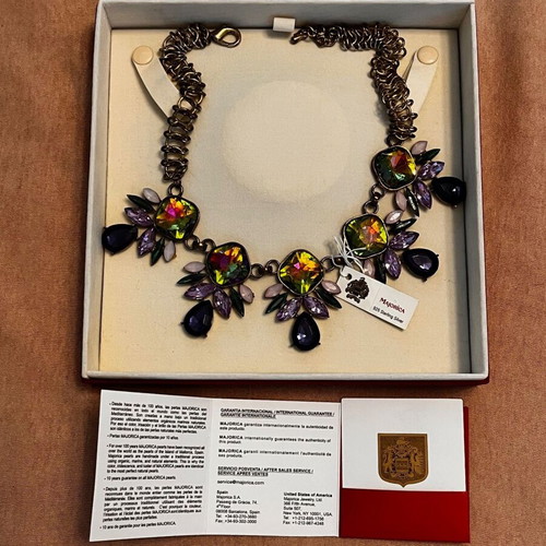 Faux Bijoux Majorica multicolor necklace used with box