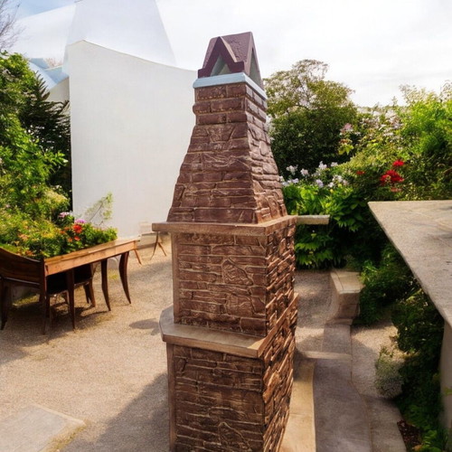 Lora Garden Concrete Outdoor Barbecue Beige and Brown