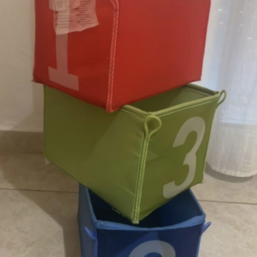 IKEA KUSINER storage box set used, 3 pieces, colorful