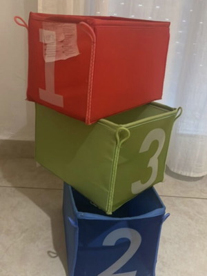 IKEA KUSINER storage box set used, 3 pieces, colorful