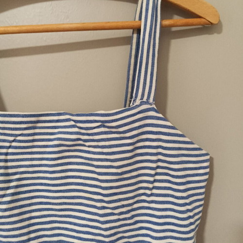 Summer striped cotton dress LOFT like new, white and blue