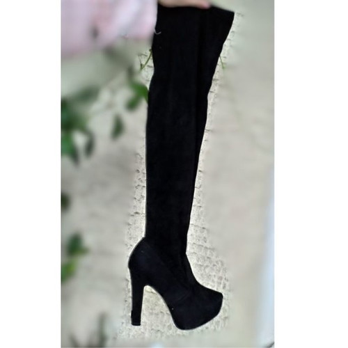 Long black velvet boots like new, size 36
