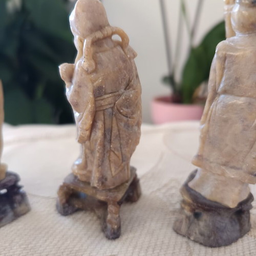 Feng Shui Three Wise Men soapstone figurines like new