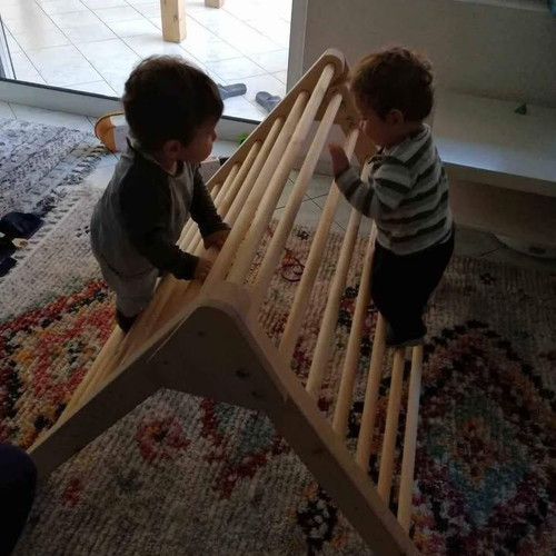 Wooden climbing triangle used, suitable for twins