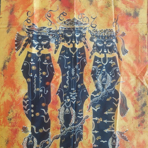 Authentic handmade batik fabrics like new, 90x70 cm