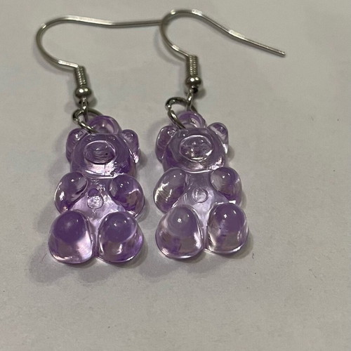 Handmade purple teddy bear earrings brand new