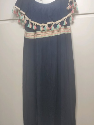 Just Perfect XL-XXL blue long dress with tassels like new