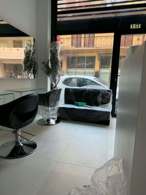 Black faux leather sofa, brand new