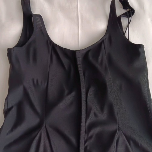 Blouse-bustier used, black tulle with built-in bra, size S