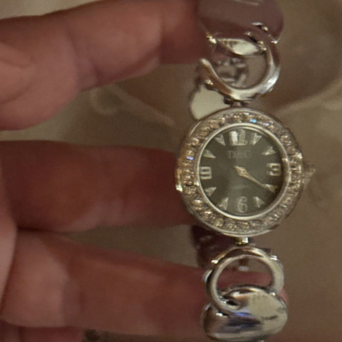 Watch, ring and long earrings set, grey