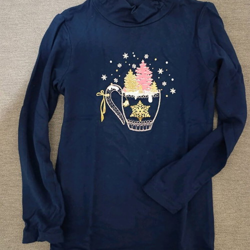 Orchestra turtleneck for girls 4 years old like new, 104 cm, dark blue with festive pattern