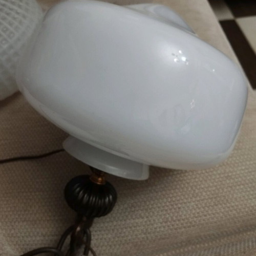 Lampshades and base used, set of two white