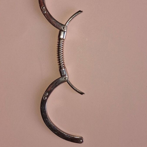 Men's steel handcuff bracelet like new, black and silver