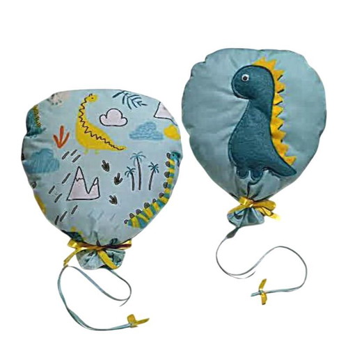 Set of 2 hanging decorative balloons green with dinosaur theme