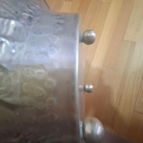 Decorative Metal Vintage Fruit Bowl with Embossed Fruits and Hammered Texture
