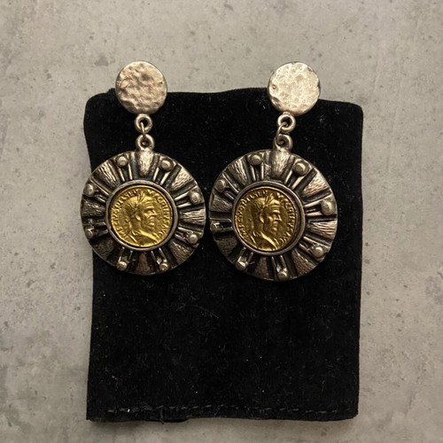 Alpaca earrings new, silver with gold details