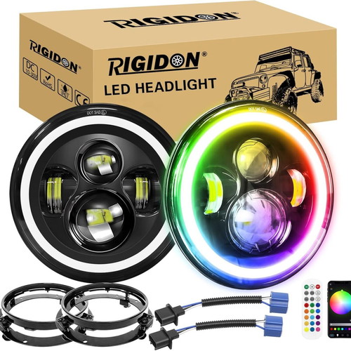 7-inch RGB LED headlights for Jeep Wrangler JK LJ Lada Niva Golf 2 Cherokee, used, 3 pcs with defects