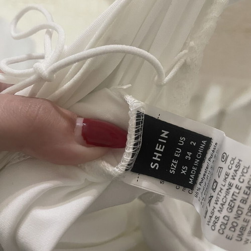 Shein white dress with open back and laces, size XS