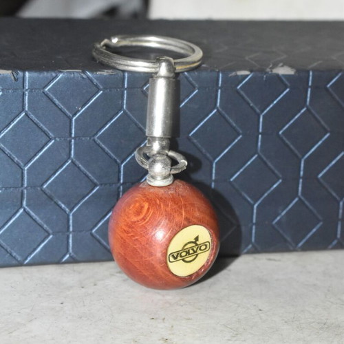 Volvo vintage wooden keychain used, collectible automobilia