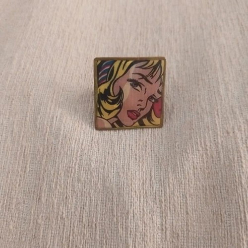 Pop Art ring handmade copper used, colorful