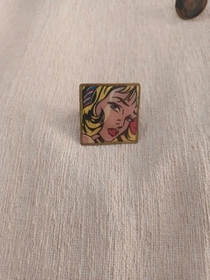 Δαχτυλίδι pop art χειροποίητο χάλκινο μεταχειρισμένο, πολύχρωμο