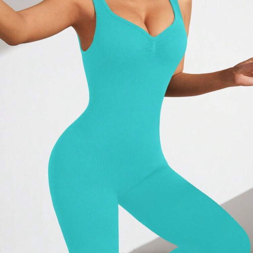 Women's Turquoise Mint Sportswear Sleeveless Long Jumpsuit Size Medium New