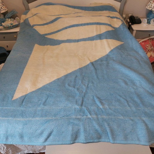 Acrylic double-sided blanket for double bed, blue-white floral