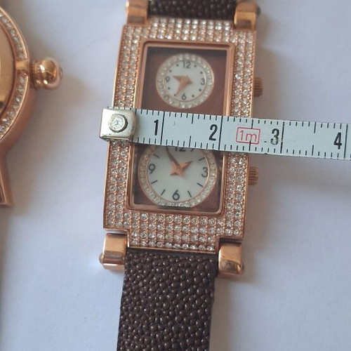 Haurex women's quartz watches new, brown and gold, set of two