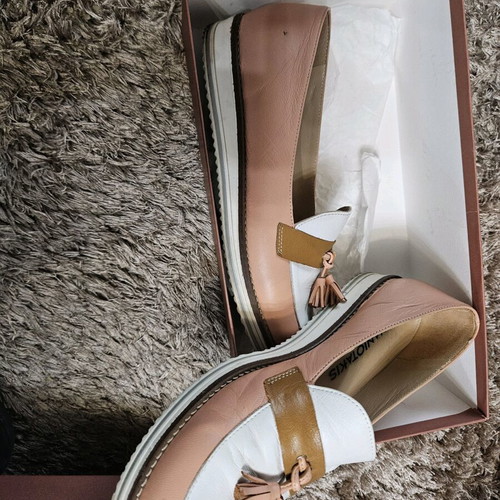 Chaniotakis women's loafers used, size 37, salmon and white