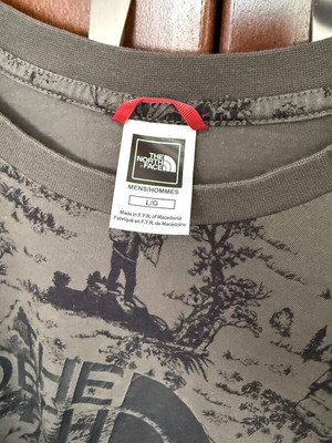North Face tshirt used, large, dark khaki, pure cotton
