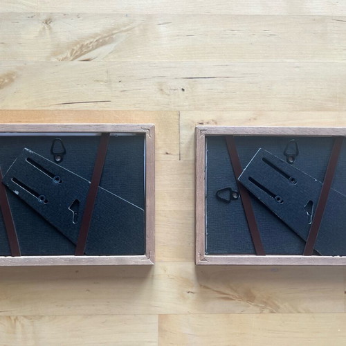Set of small wooden frames with book covers refurbished