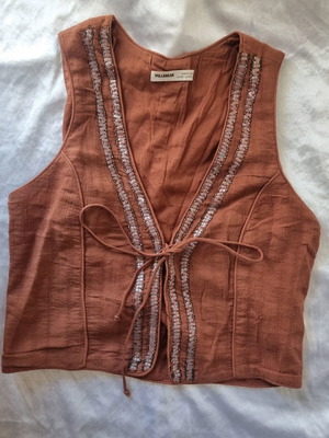 Pull & Bear βαμβακερό γιλέκο σαν καινούργιο, μέγεθος XS, καφέ