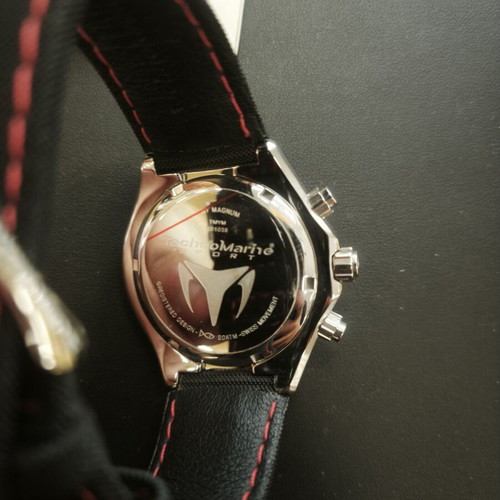 TechnoMarine Magnum Chrono wristwatch new, stainless steel and black leather