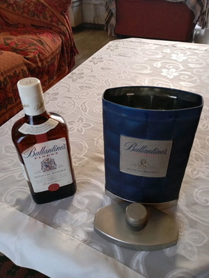 Balantines whisky new with metal case