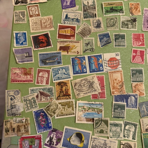 Old stamps collection used, 600–700 pieces from Greece and worldwide