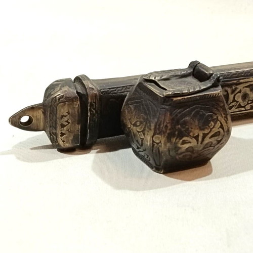 Bronze inkwell used with rich engraved designs