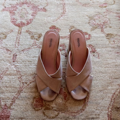 Shoes beige suede used, size 37, platform sandals