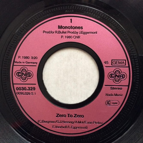 The Monotones Zero To Zero 45 RPM vinyl record used