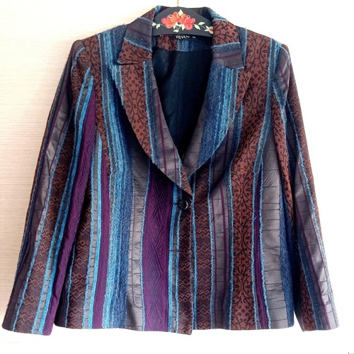 Striped boho jacket XL new with mixed textures
